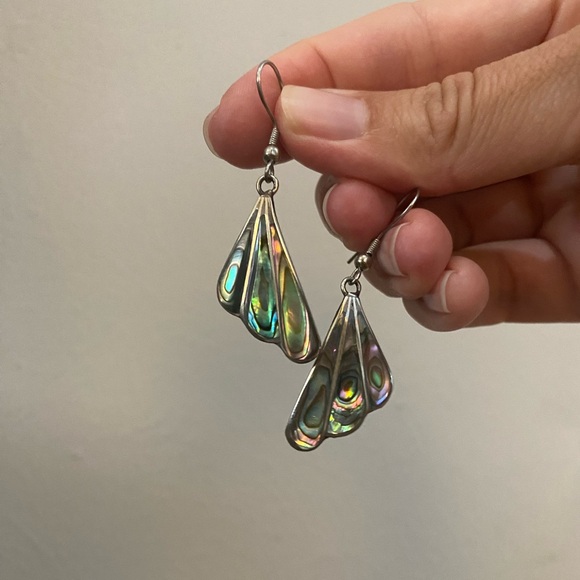 Abalone butterfly wing Earrings - Picture 2 of 3